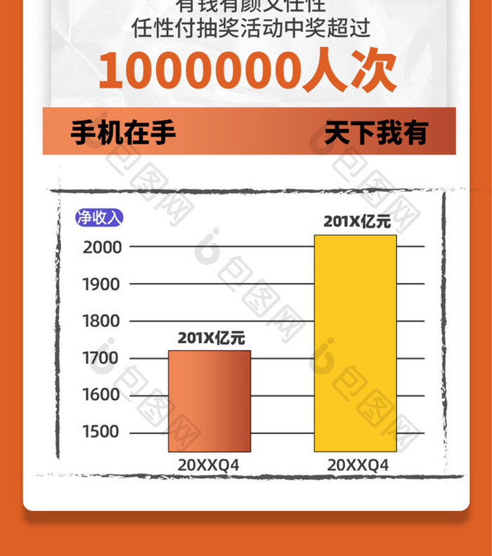 橙色3d企业年度报告总结长图H5海报