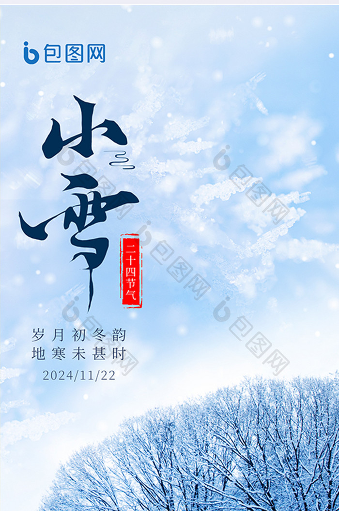 2024年小雪冬季实景海报设计