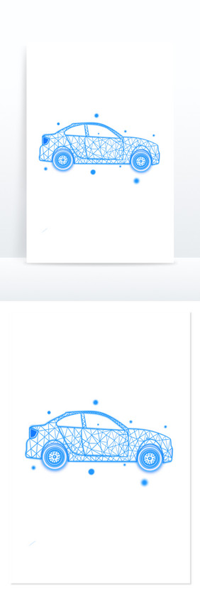 卡通手绘蓝色粒子科技新能源汽车交通元素