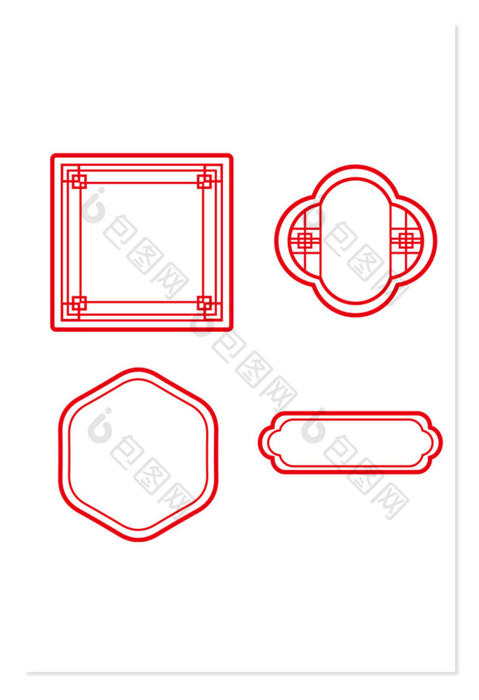 中国风简单矢量中式边框装饰元素
