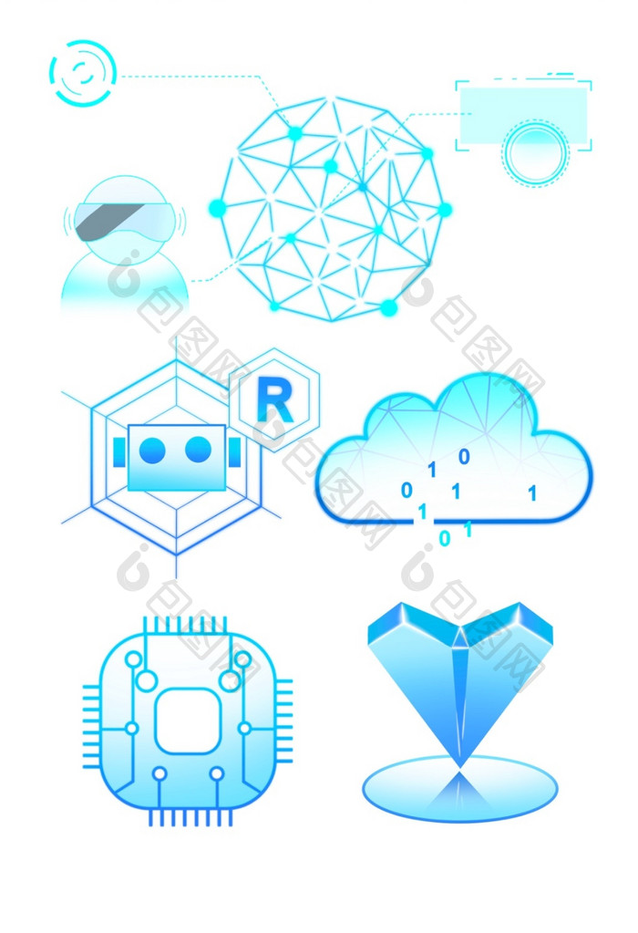 线条科技icon渐变未来元素