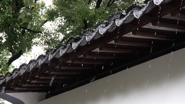 自然唯美禅意雨中寒山寺空镜实拍