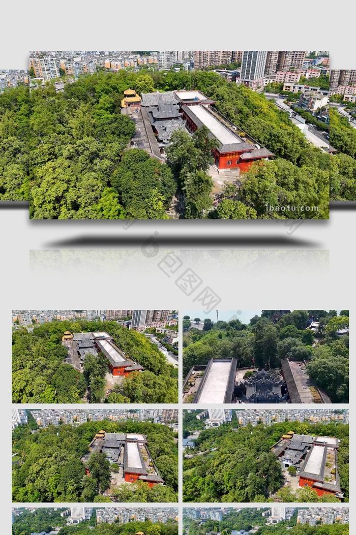 四川内江西林古寺历史文化古建筑航拍