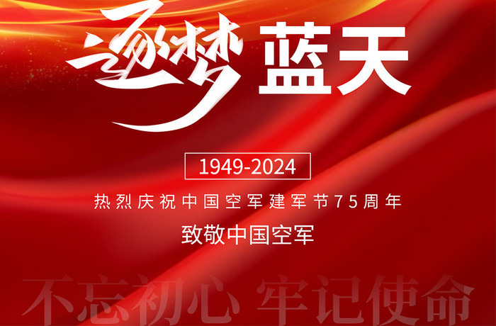 中国空军建军节中国梦党政海报