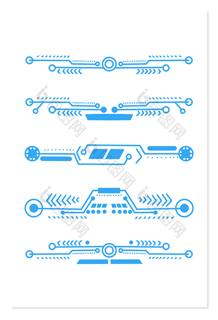 手绘扁平风蓝色科技风边框边角框文本框元素