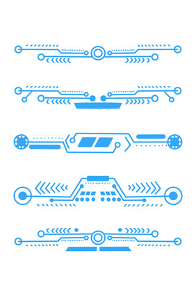 手绘扁平风蓝色科技风边框边角框文本框元素
