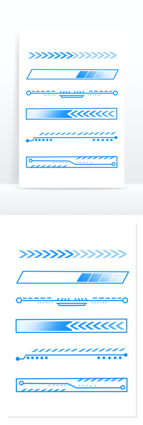 手绘扁平风蓝色科技风边框边角框分割线元素