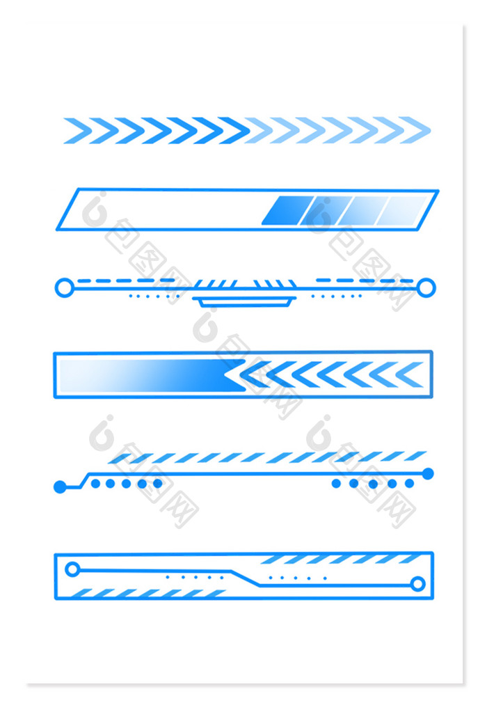 手绘扁平风蓝色科技风边框边角框分割线元素