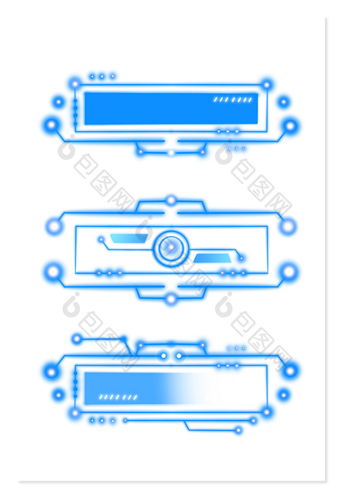 手绘发光蓝色科技风边框边角框文本框元素