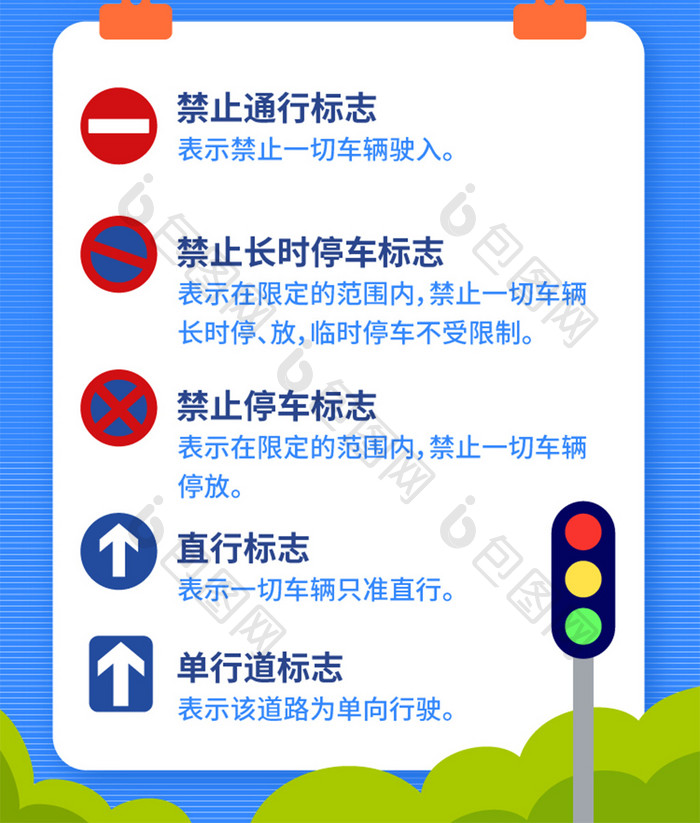交通安全宣传驾考知识科普H5长图