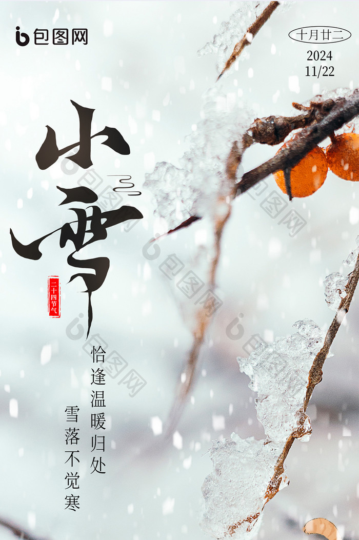 小雪传统节气摄影合成海报