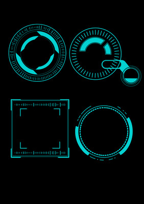 荧光绿科技边框科技感圆形线条边框元素
