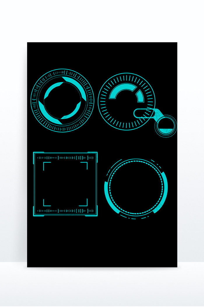 荧光绿科技边框科技感圆形线条边框元素