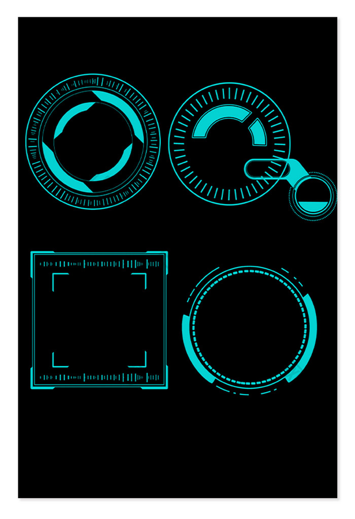 荧光绿科技边框科技感圆形线条边框元素