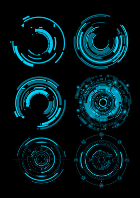 蓝色科技边框科技感圆形线条边框元素