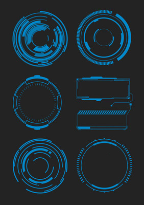 蓝色线条边框元素科技边框科技感圆形