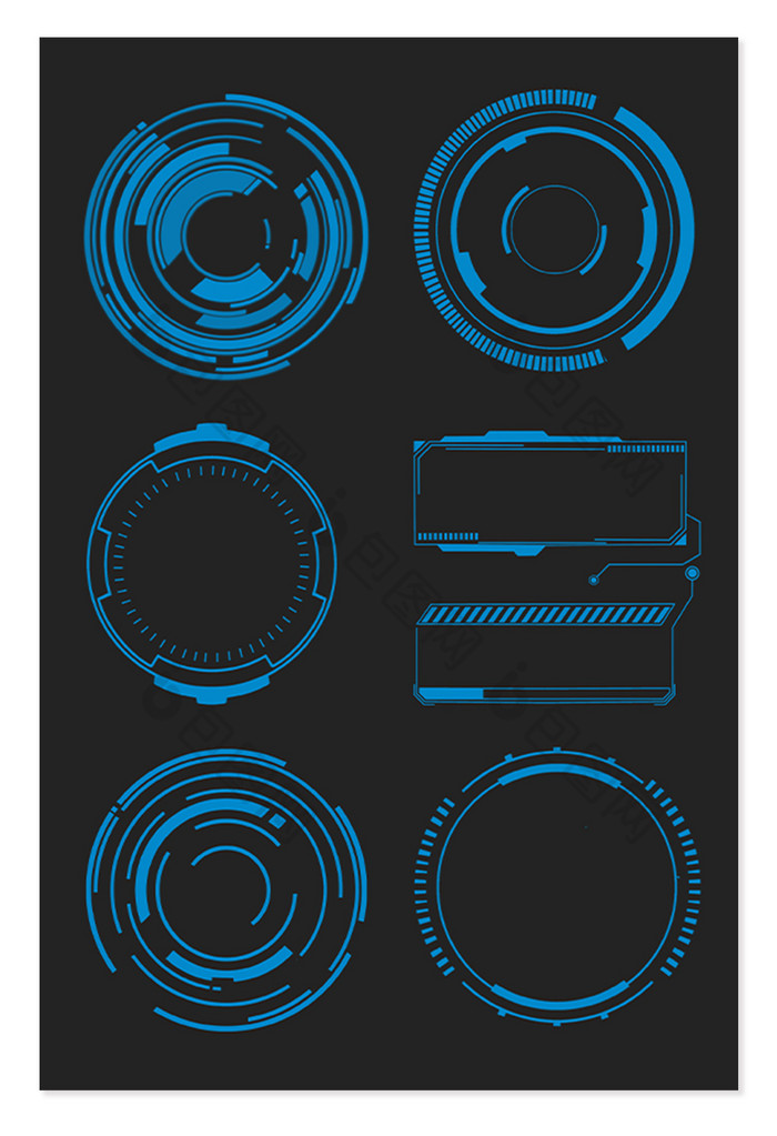 蓝色线条边框元素科技边框科技感圆形