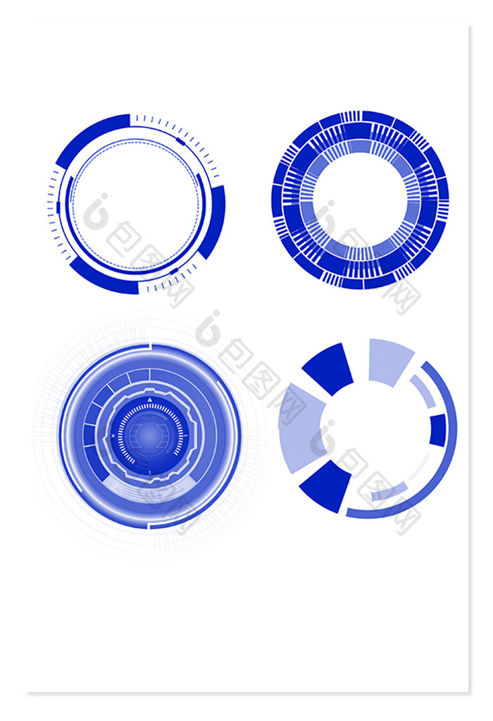 蓝色渐变科技边框科技感圆形线条边框元素