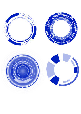 蓝色渐变科技边框科技感圆形线条边框元素