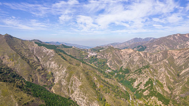 山西忻州雁门关雄关巍峨山峰航拍延时