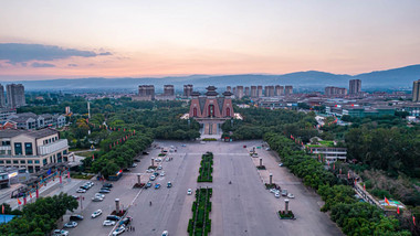 山西运城华门4A景区航拍延时