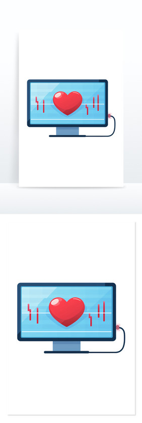 心电曲线简单爱心图免抠元素