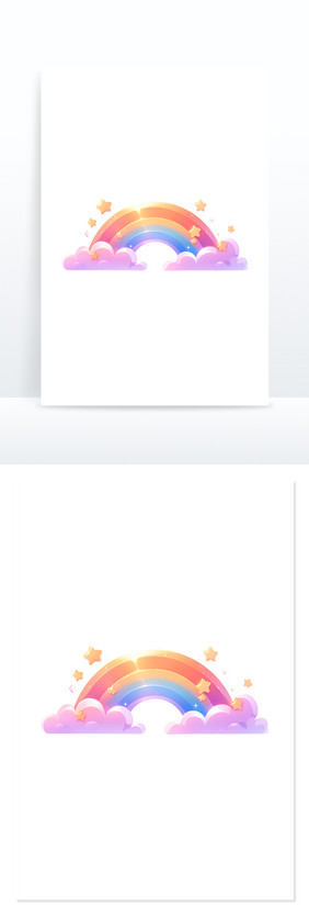 彩虹卡通图标游戏3d免抠元素