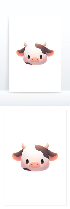 奶牛动物头像图标游戏3D免抠元素