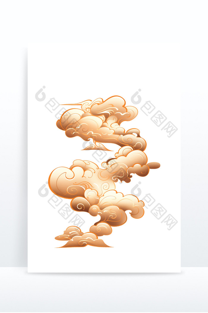 国潮国风金色云朵简约装饰古风祥云免抠元素