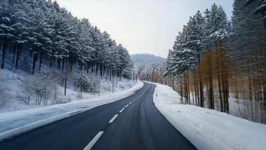 大气冬天雪山道路素材视频