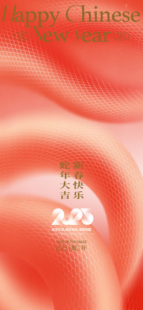 简约创意2025年蛇年新春海报