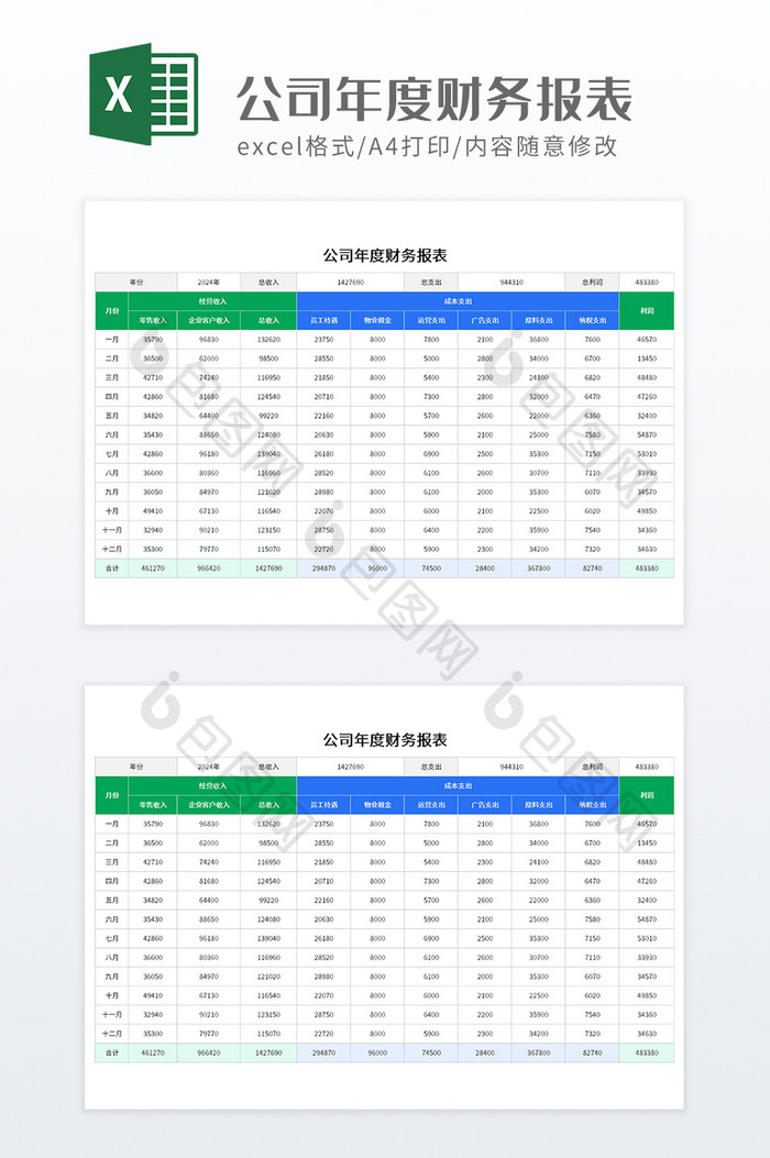 实用风格公司年度财务报表