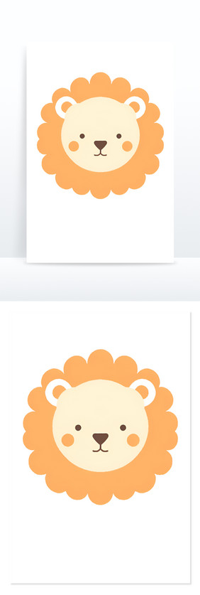 狮子头像扁平风图标免抠元素