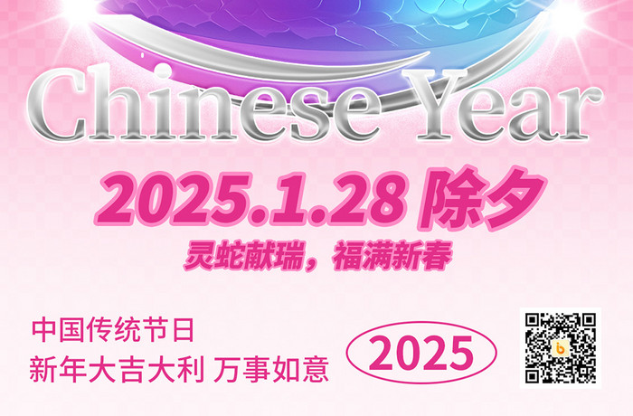 2025蛇年新年祝福Y2K风格海报