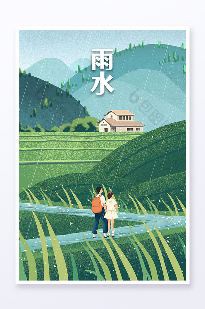 中国春季节气雨水麦苗图片图片