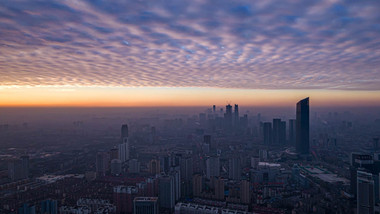 沈阳市中心建筑全景天际线航拍延时