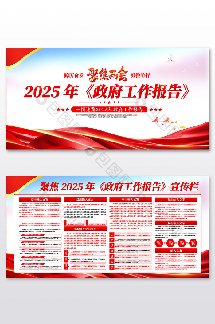 2025年政府工作报告展板二件套