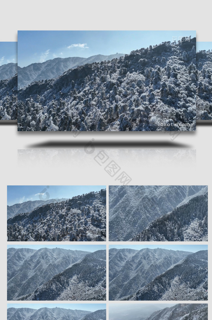 冬季自然山川雪景雾凇雪松高山雪景4K航拍