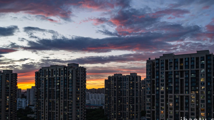 北京门头沟小区傍晚延时实拍