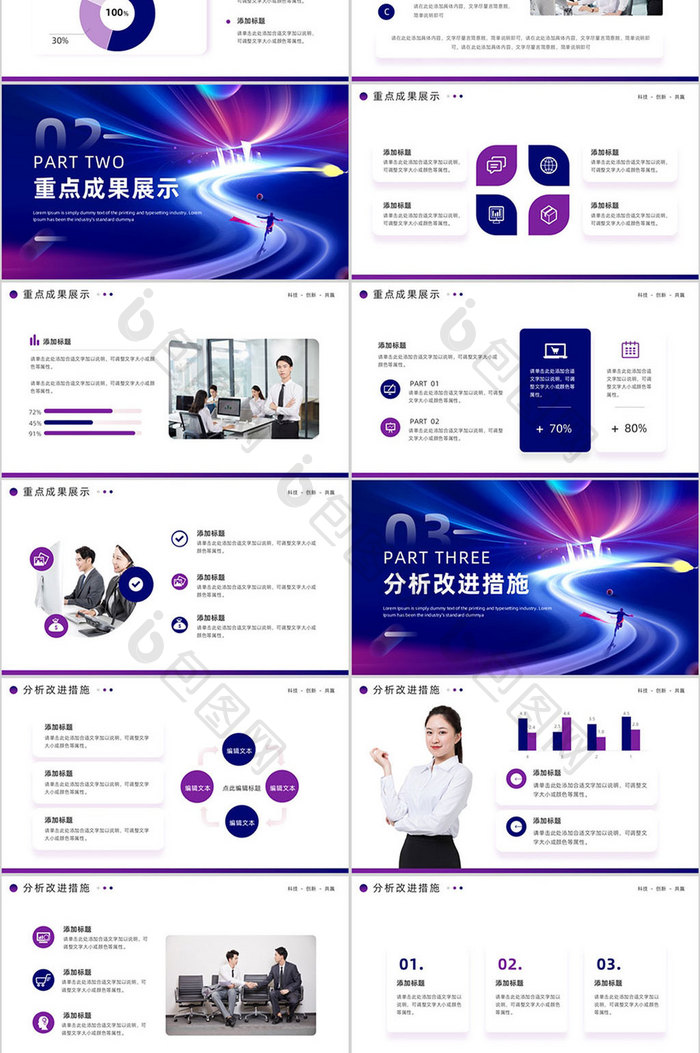 紫色科技风企业新年工作规划PPT模板