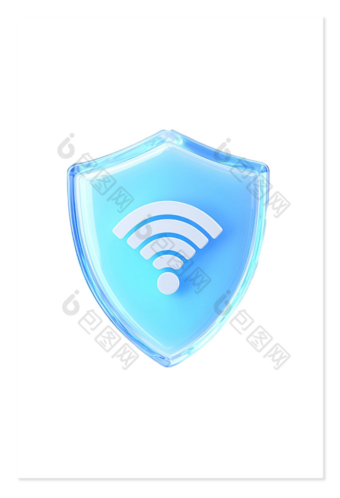 wifi网络安全保护图标3D免抠元素