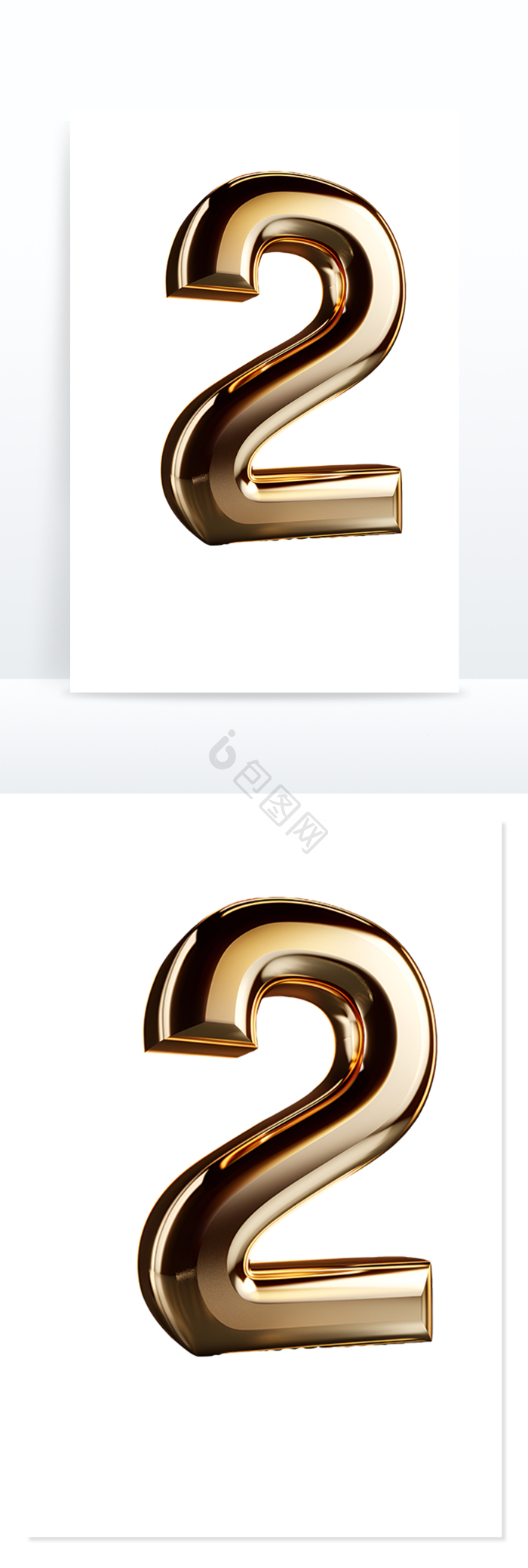 金属字体金色数字2图标免抠png下载-包图网