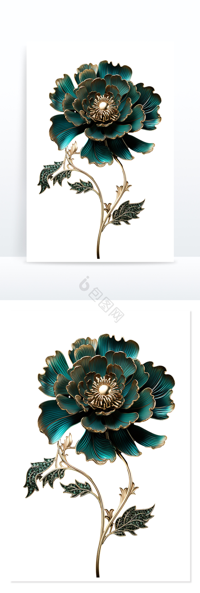 青金石点缀的金色花朵免抠png下载-包图网
