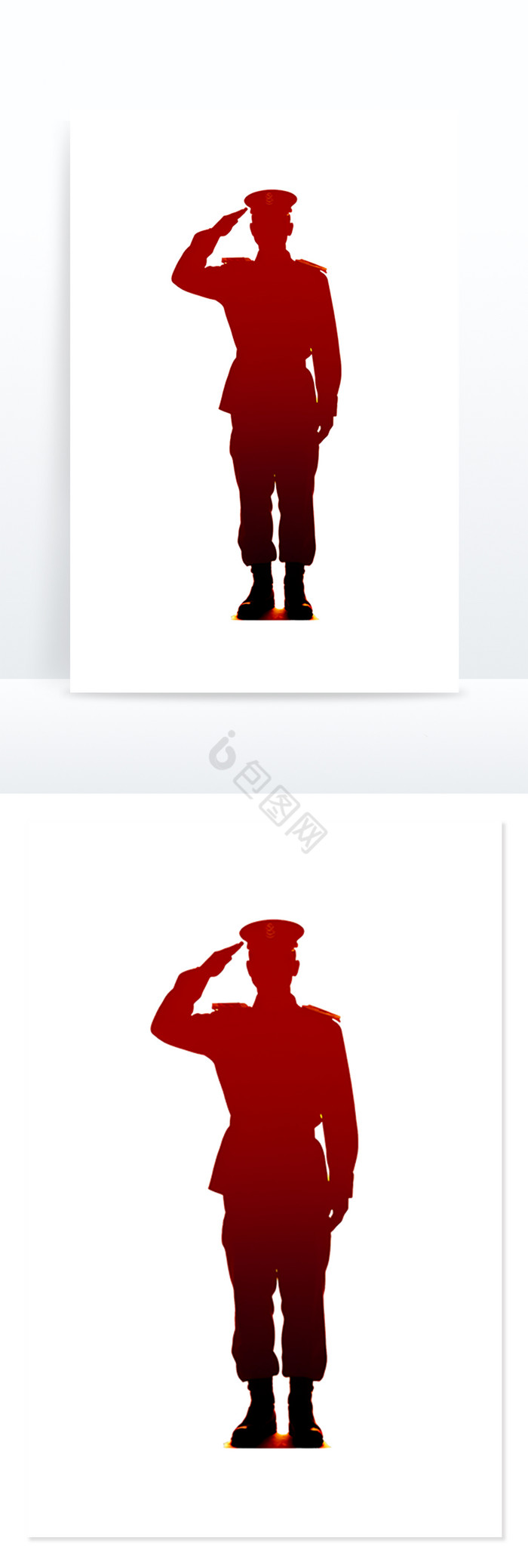 八一建军党政中国军人敬礼轮廓剪影免抠