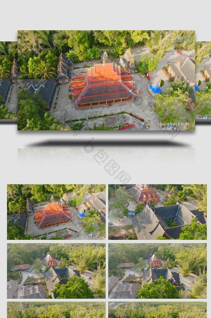 云南西双版纳勐腊曼龙勒佛寺全貌4K航拍