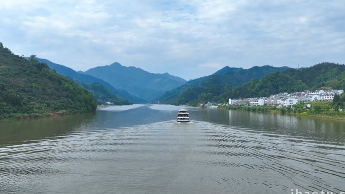 旅游景点皖南新安江风景画廊景区4K航拍