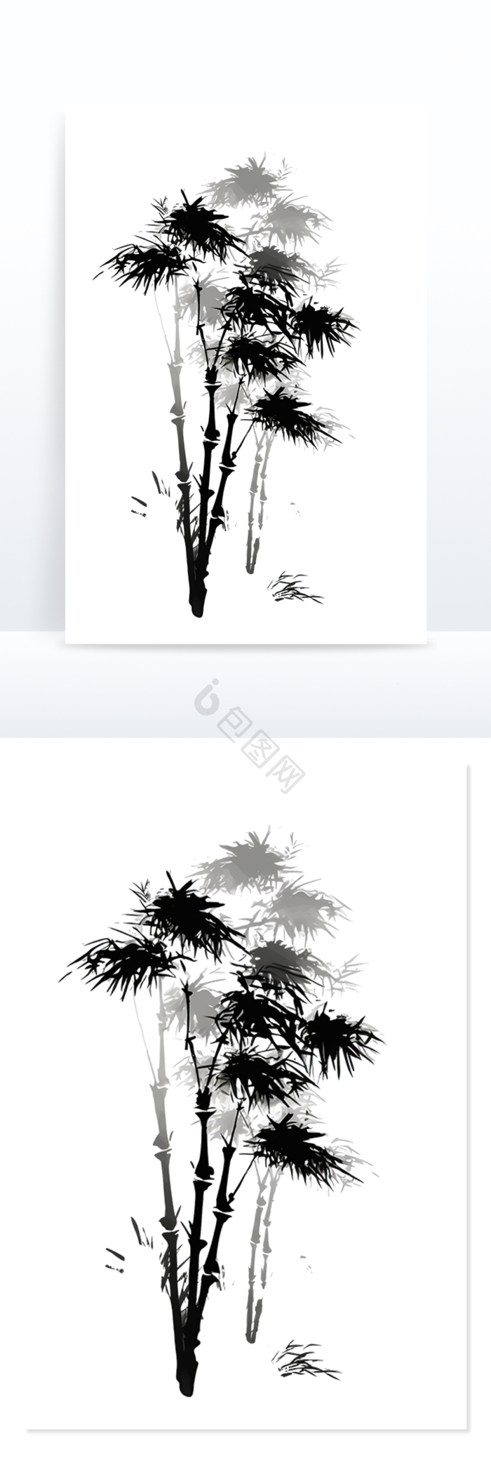 竹子水墨画竹叶植物墨色免抠png下载-包图网