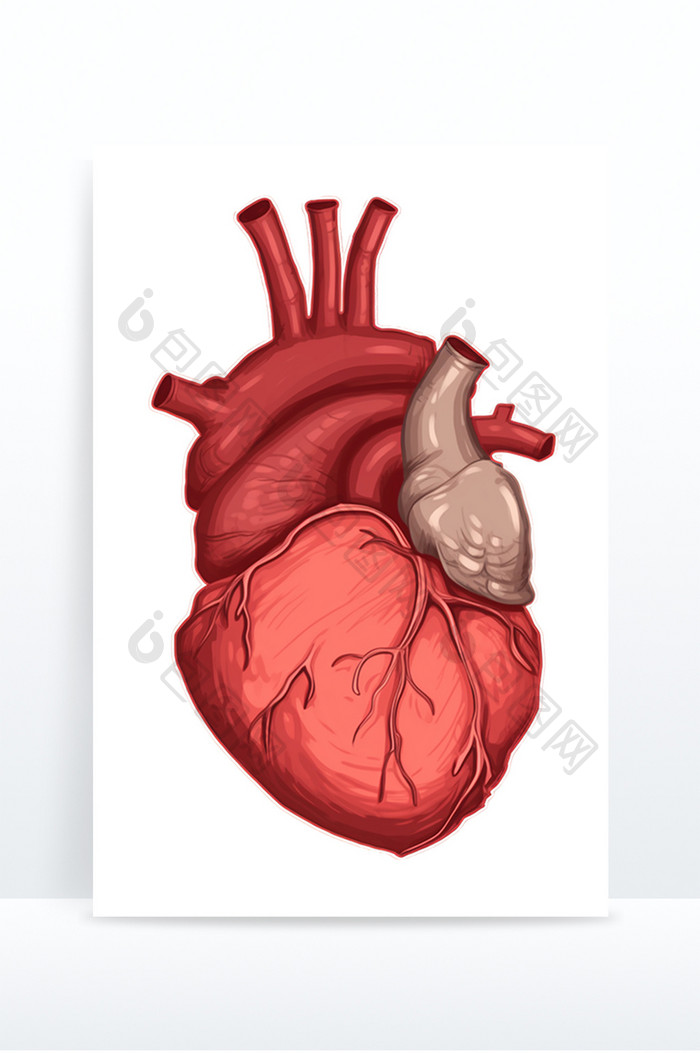 手绘的心脏解剖图免抠元素