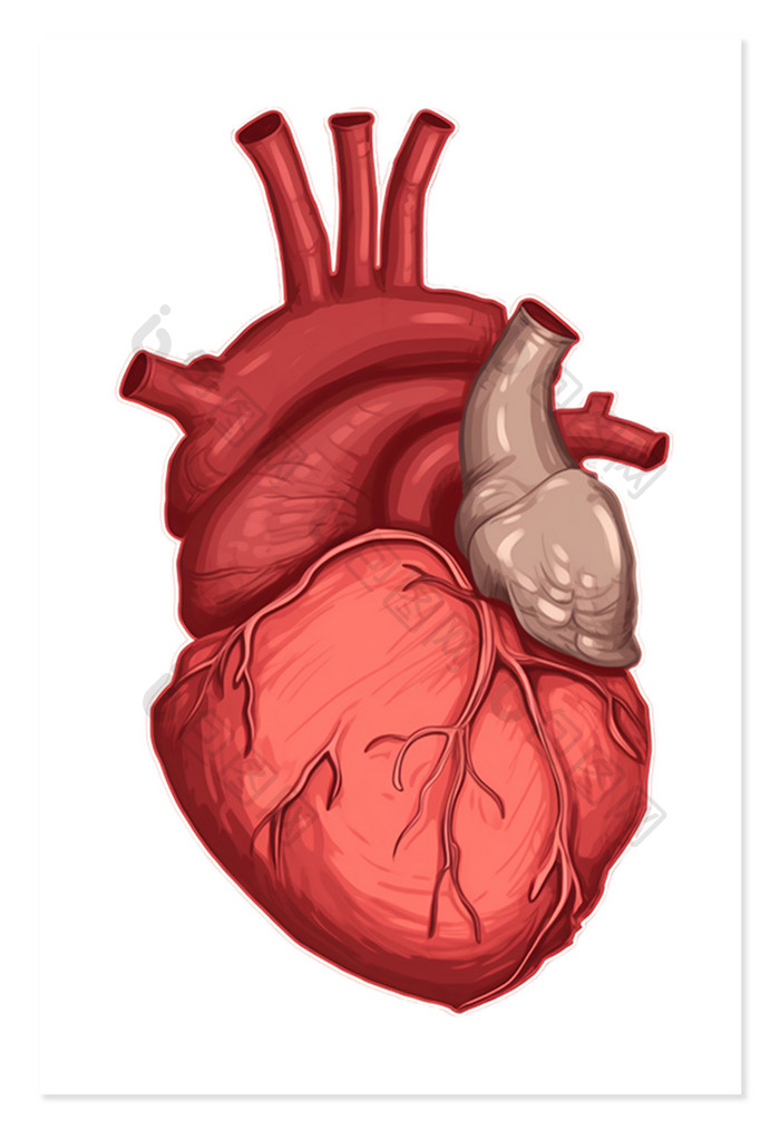手绘的心脏解剖图免抠元素
