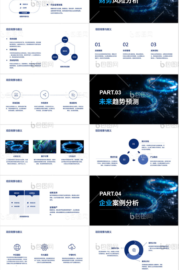 蓝色科技渐变风行业分析报告PPT模板免费下载-包图网
